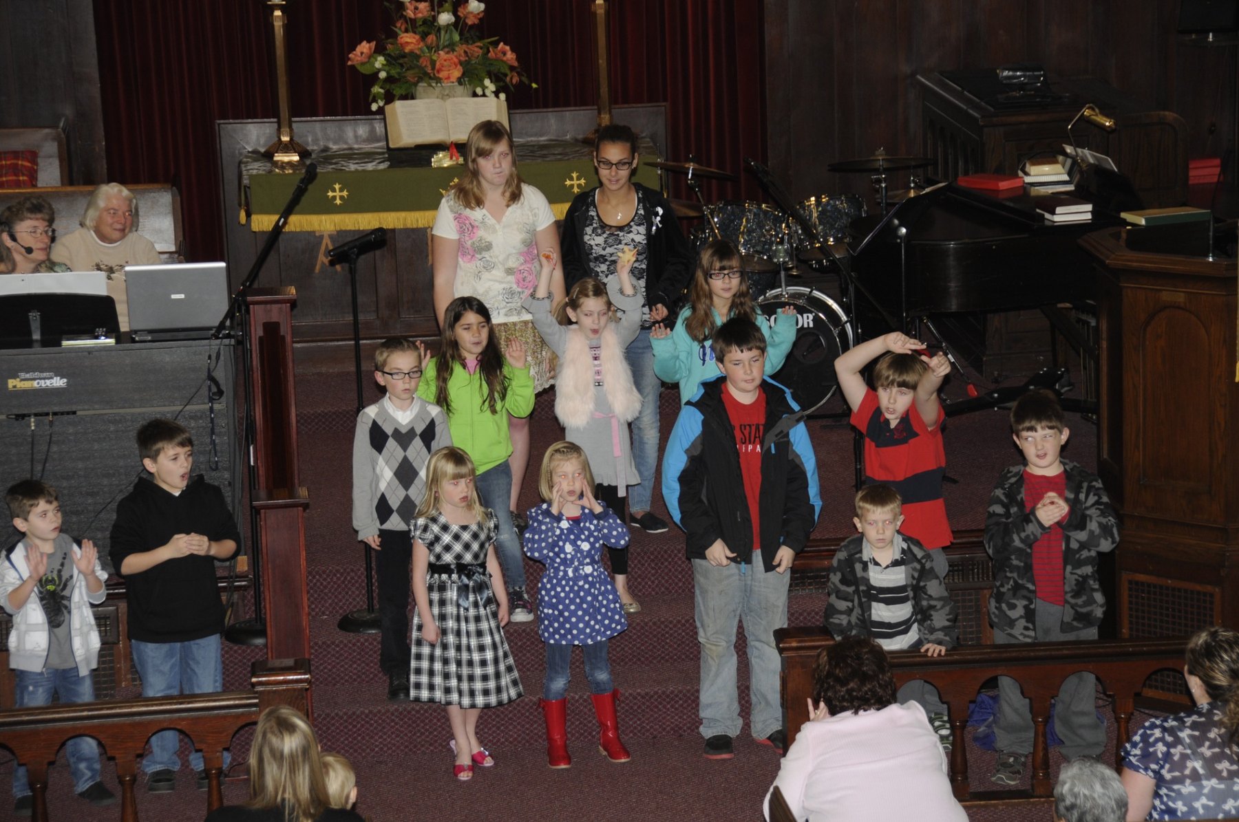 Children participating in a church music program