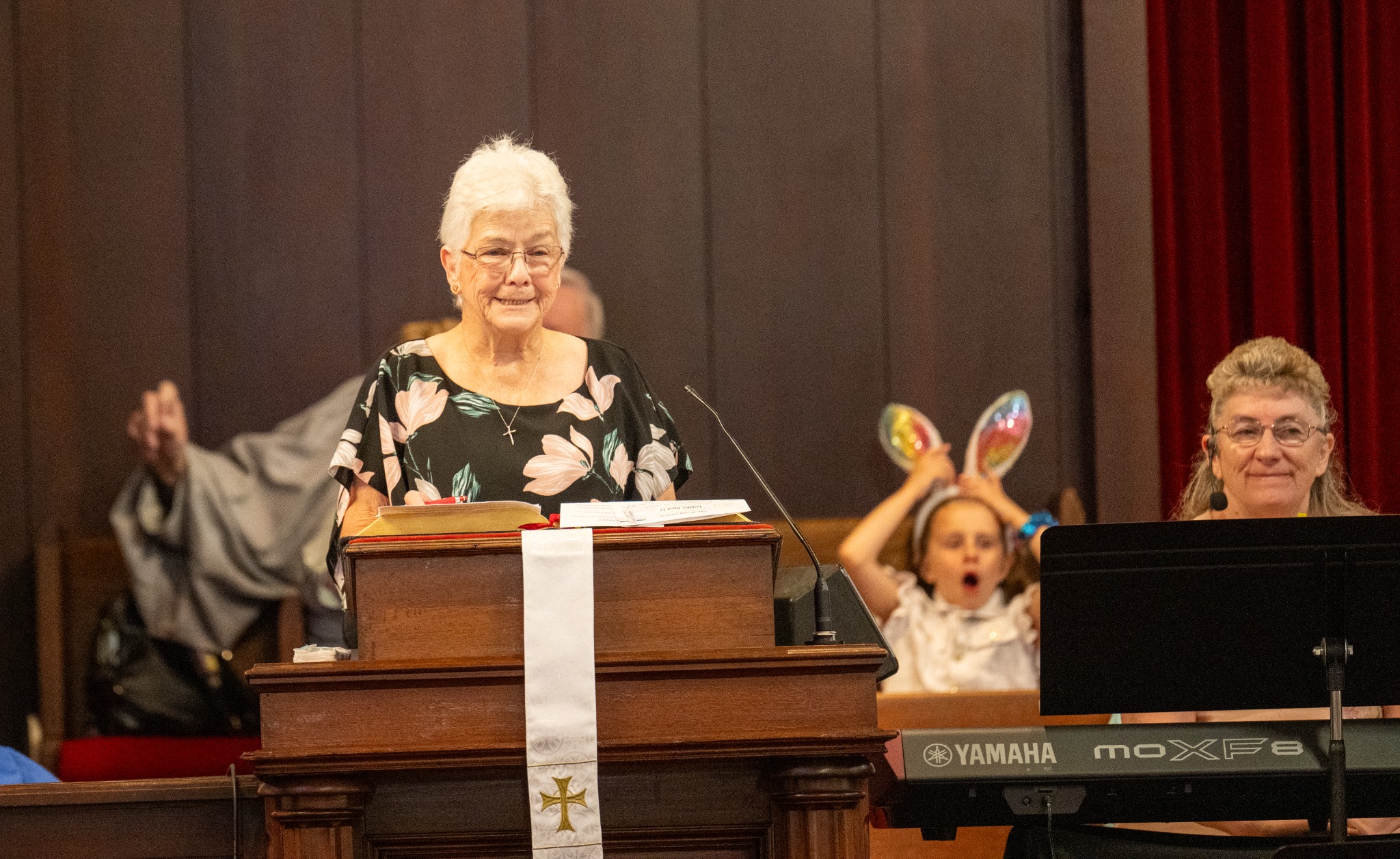 A church member participating in worship.
