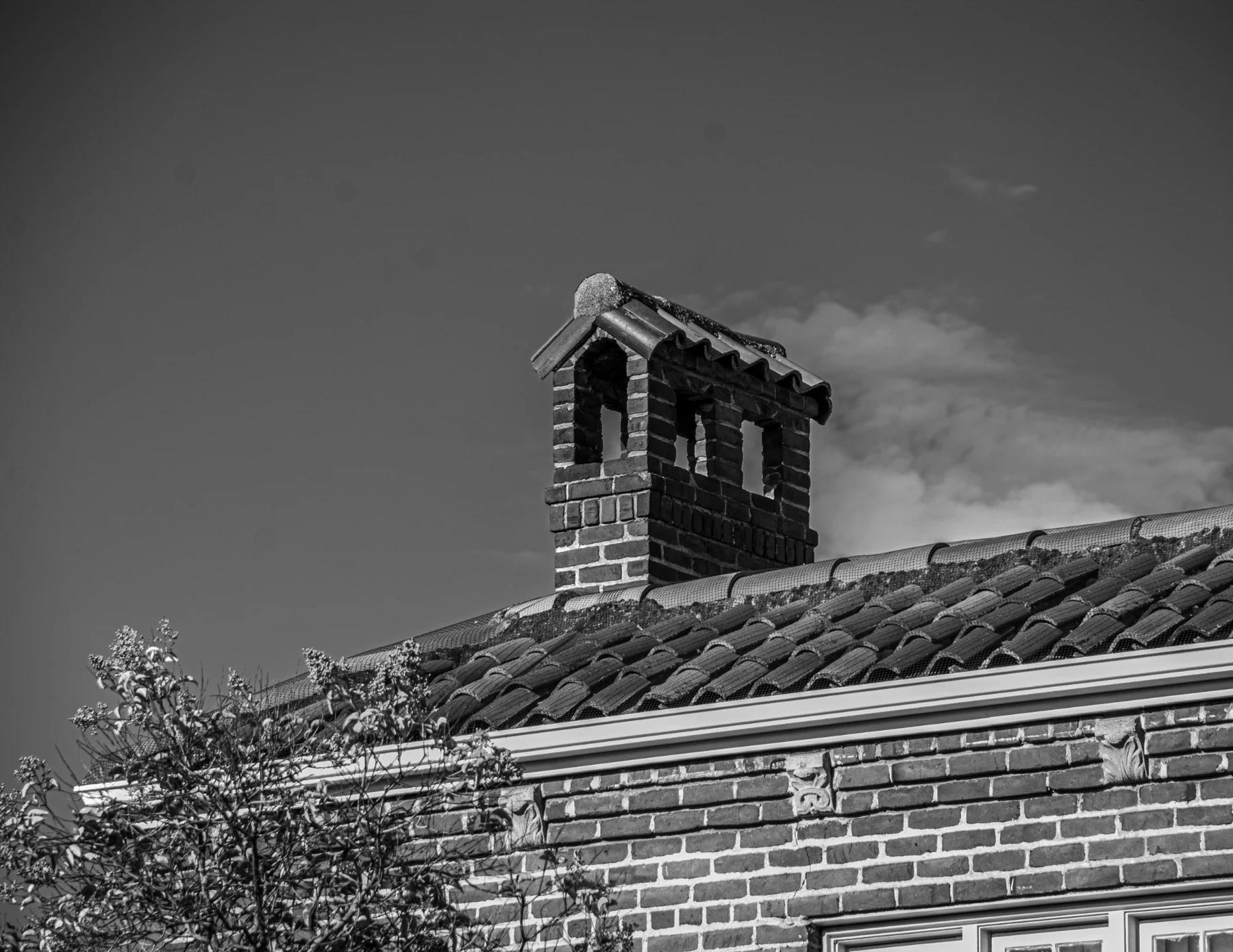 Roof and masonry detail of the church in 2026