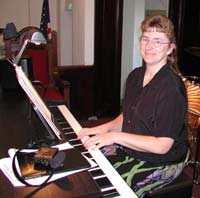 Lisa Weir at the keyboard