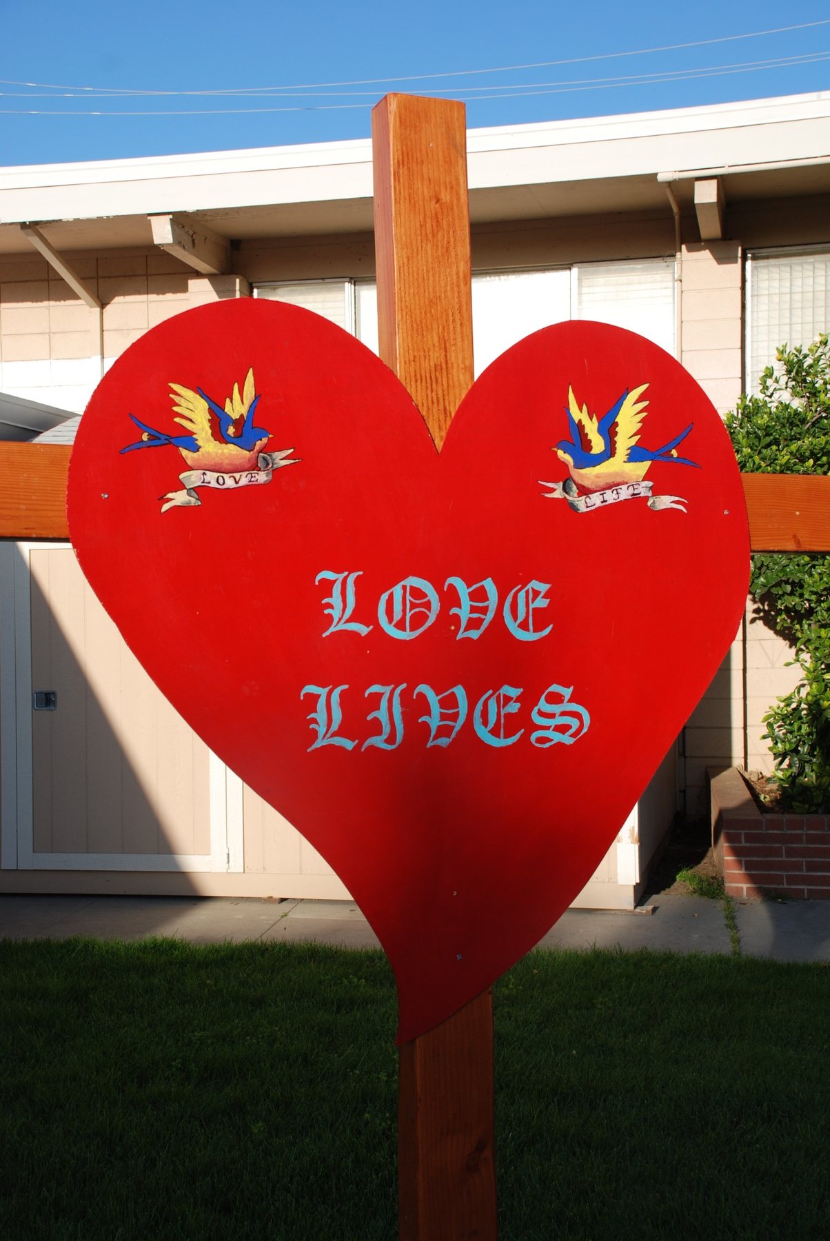A closer view of the Love Lives Easter display.