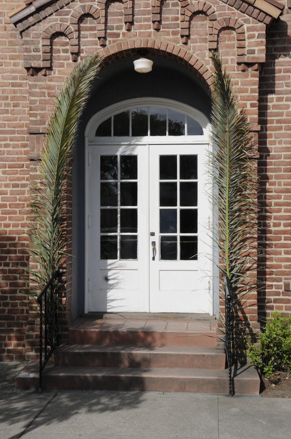 Palm branches at another church entrance.