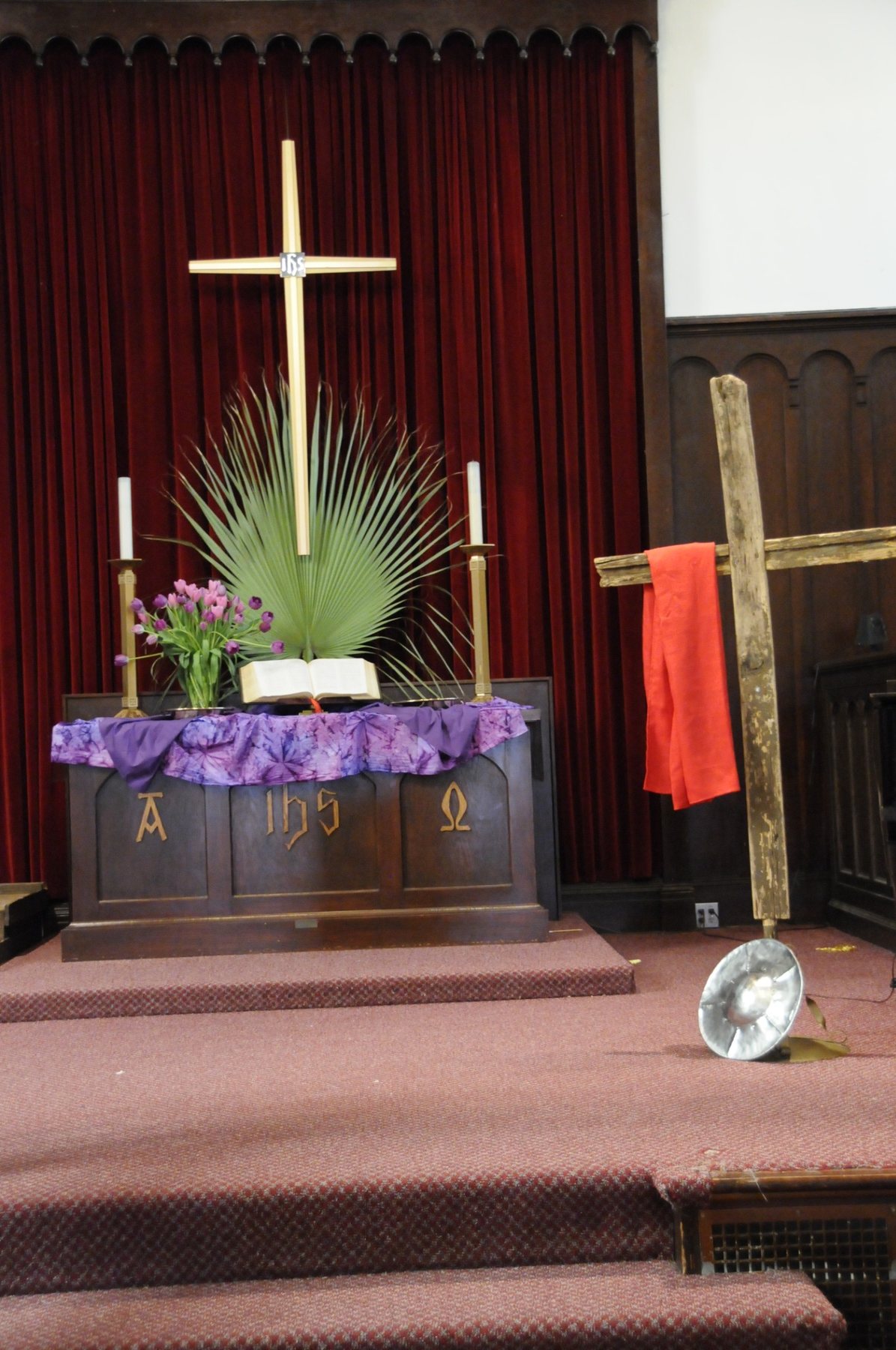 The sanctuary prepared for the journey toward Easter.